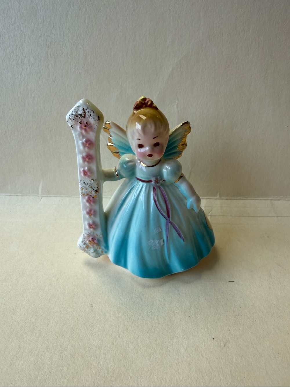 Vintage Josef Originals Angel First Birthday with No. 1 Figurine.